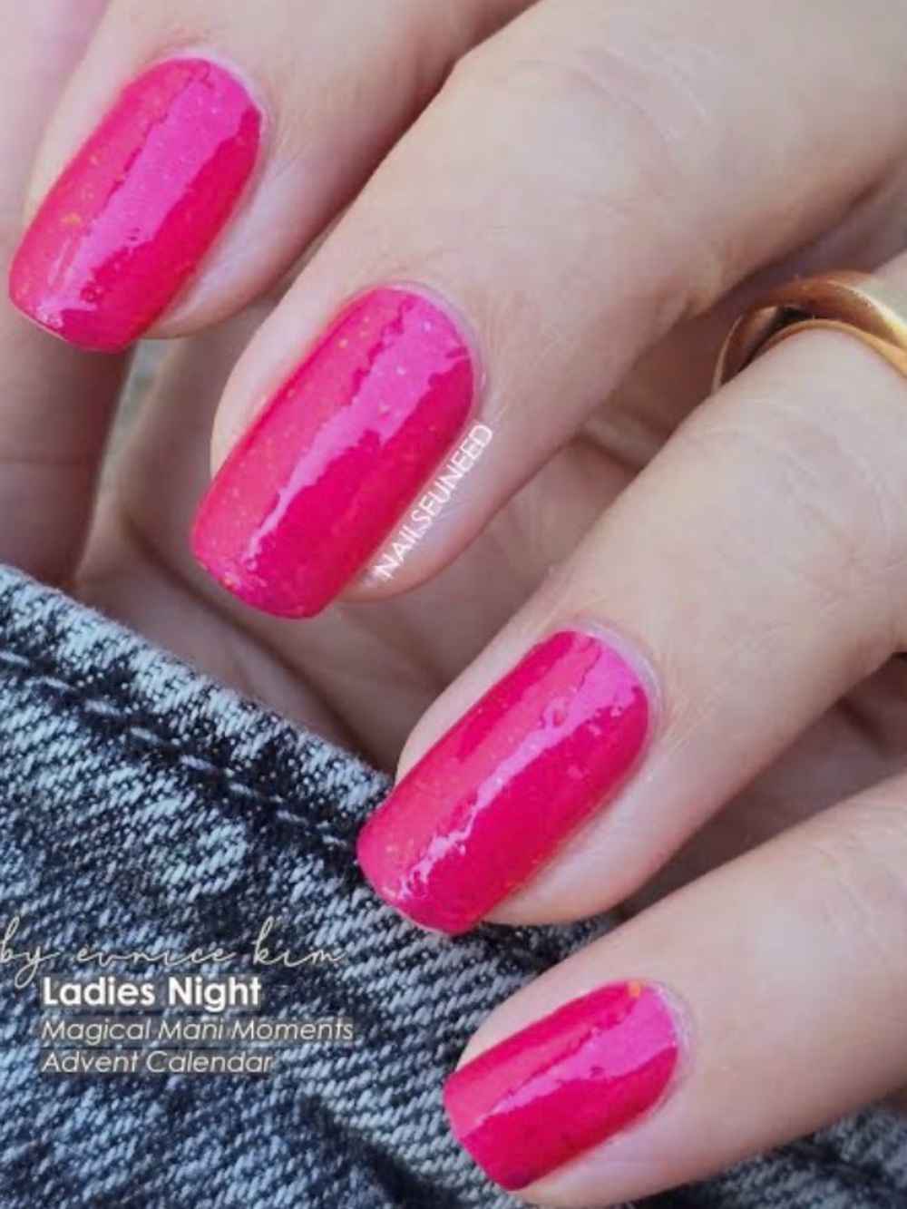 Color Street Ladies Night Hot Pink Nail Polish Strips with a little glitz!